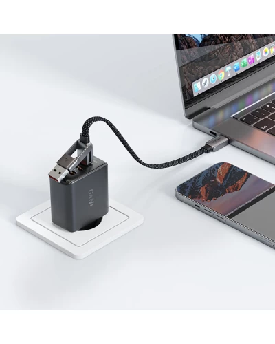 Кабель ACEFAST C13-05 USB/Type-C to Type-C 3A, 0.2m, nylon, zinc connectors, Black (6974316283539)