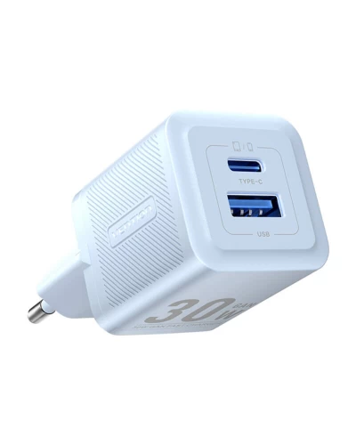 Зарядное устройство Vention 2-Port USB (C+A) GaN Charger (30W/30W) EU-Plug Blue (FEQL0-EU)