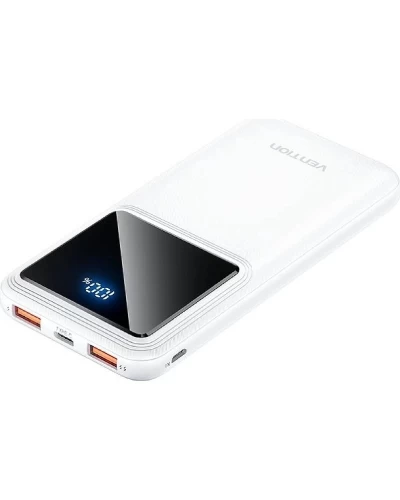 Зовнішній акумулятор Vention 10000mAh Power Bank (Micro-USB + USB-C + USB-A + USB-A) 22.5W White LED Display Type (FHKW0)