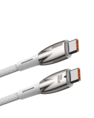 Кабель Baseus Glimmer Series Fast Charging Data Cable Type-C to Type-C 100W 2m White (CADH000802)