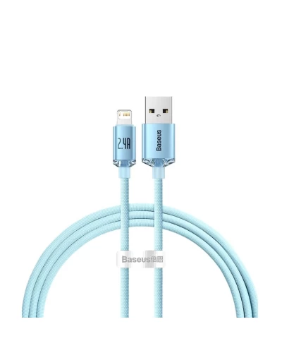 Кабель Baseus Crystal Shine Series Fast Charging Data Cable USB to iP 2.4A 1.2m Sky Blue (CAJY001103)