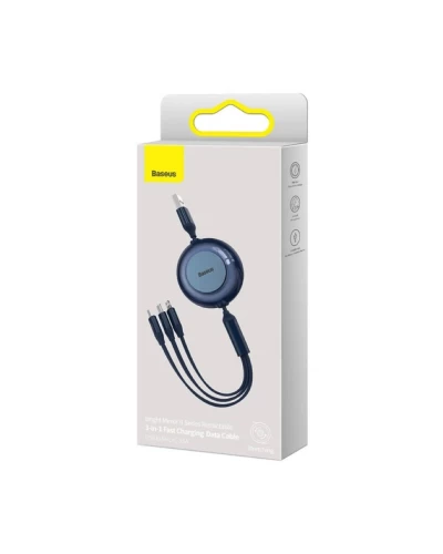 Кабель Baseus Bright Mirror 2 Series Retractable 3-in-1 Fast Charging Data Cable USB M+L+C 3.5A 1.1m Blue (CAMJ010003)