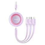Кабель Baseus Bright Mirror 2 Series Retractable 3-in-1 Fast Charging  Data Cable USB to M+L+C 3.5A 1.1m Purple (CAMJ010005)