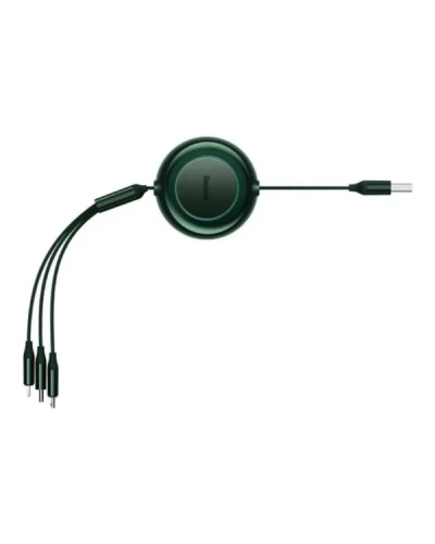 Кабель Baseus Bright Mirror 2 Series Retractable 3-in-1 Fast Charging Data Cable USB M+L+C 3.5A 1.1m Green (CAMJ010006)