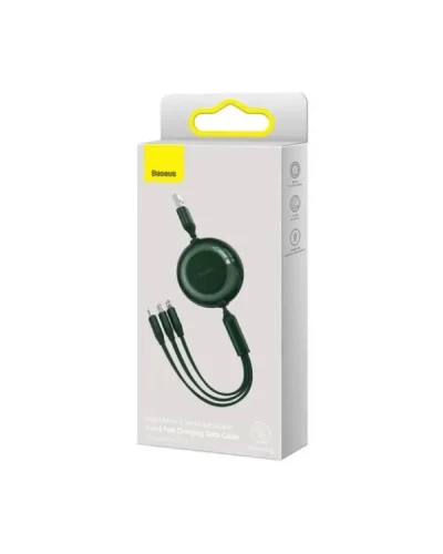 Кабель Baseus Bright Mirror 2 Series Retractable 3-in-1 Fast Charging Data Cable USB M+L+C 3.5A 1.1m Green (CAMJ010006)