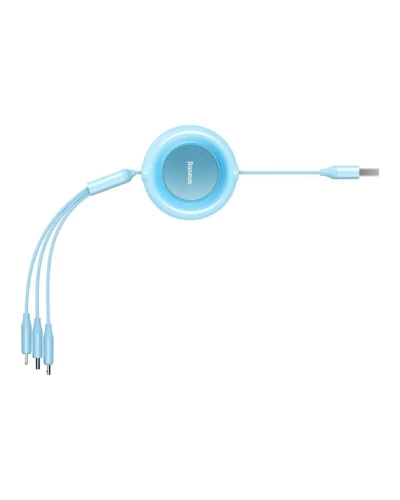 Кабель Baseus Bright Mirror 2 Series Retractable 3-in-1 Fast Charging Data Cable USB M+L+C 3.5A 1.1m Sky Blue (CAMJ010017)