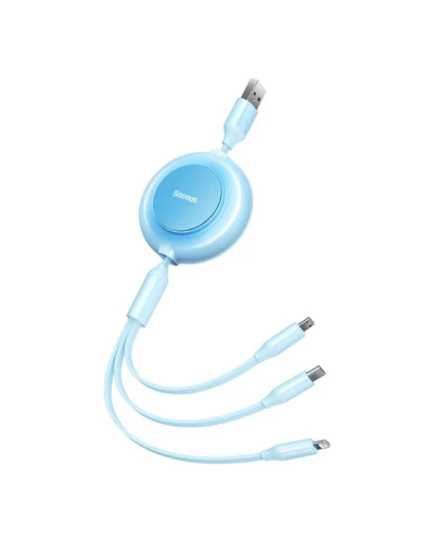 Кабель Baseus Bright Mirror 2 Series Retractable 3-in-1 Fast Charging Data Cable USB M+L+C 3.5A 1.1m Sky Blue (CAMJ010017)