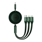 Кабель Baseus Bright Mirror 2 Series Retractable 3-in-1 Fast Charging Data Cable Type-C to M+L+C 100W 1.1m Green (CAMJ010206)