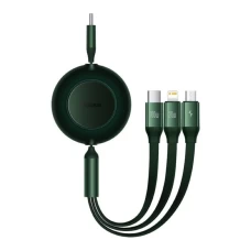 Кабель Baseus Bright Mirror 2 Series Retractable 3-in-1 Fast Charging Data Cable Type-C to M+L+C 100W 1.1m Green (CAMJ010206)