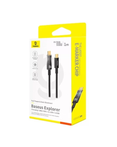 Кабель Baseus Explorer Charging Cable USB-C to USB-C 100W with Auto Shutdown 1m Cluster Black (P10319703111-00)