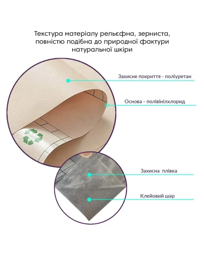 Самоклеющая экокожа в рулоне 1.37*3m*0.5mm BEIGE (D) SW-00001170