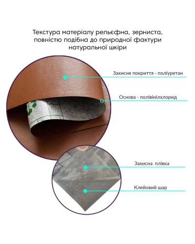 Самоклеющая экокожа в рулоне 1.37*1m*0.5mm LIGHT BROWN (D) SW-00001332
