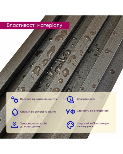 Декоративная стеновая рейка венге 3000*160*23мм (D) SW-00001537