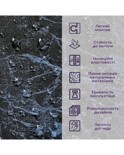 Декоративна ПВХ плита чорний мармур 600*600*3mm (S) SW-00001625