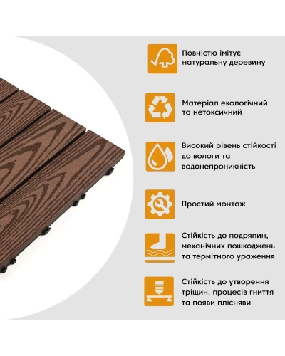 Композитная плитка WPC кедр 30*30CM*2СM (D) SW-00001705