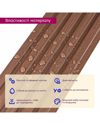 Декоративна рейка WPC стінова капучино 3000*150*9мм (D) SW-00001868