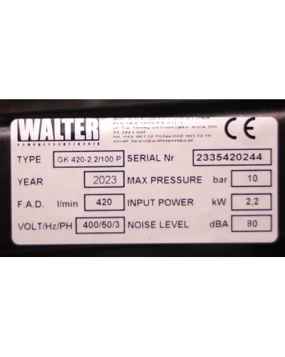 Компрессор поршневой WALTER GK 420-2,2/100 P