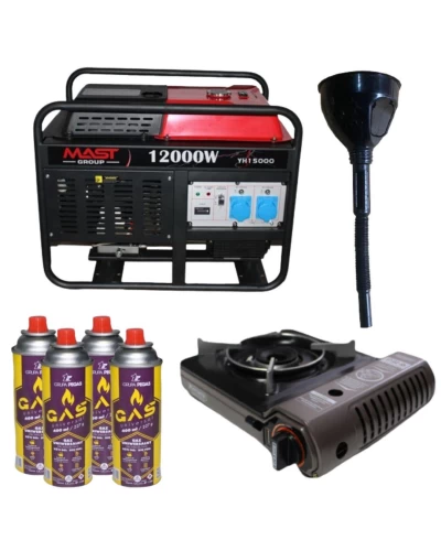 Бензиновый генератор MAST GROUP YH15000 + газовая плитка Orcamp CK-505 + 4 газовых картриджа 400 мл