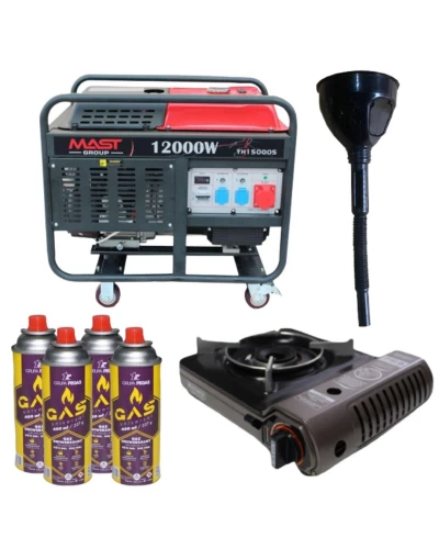 Бензиновый генератор MAST GROUP YH15000S + газовая плитка Orcamp CK-505 + 4 газовых картриджа 400 мл