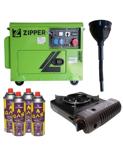Дизельный генератор Zipper ZI-STE7500DSH + газовая плитка Orcamp CK-505 + 4 газовых картриджа 400 мл
