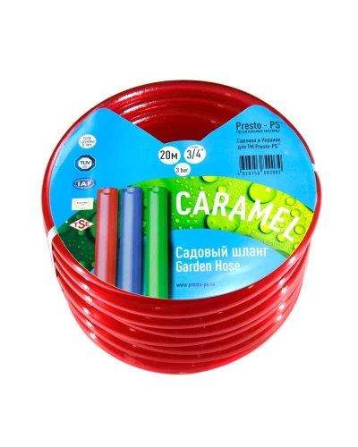 Шланг поливочный Presto-PS силикон садовый Caramel (красный) диаметр 3/4 дюйма, длина 20 м (SE-3/4 20)