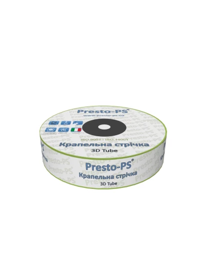 Крапельна стрічка Presto-PS емітерна 3D Tube крапельниці через 20 см витрата 2.7 л/год, довжина 500 м (3D-20-500)