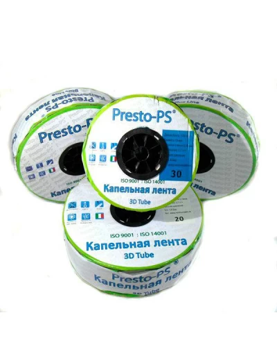 Крапельна стрічка Presto-PS щілинна Blue Line отвори через 10 см, витрата води 1,4 л/год, довжина 500 м (BL-10-500)