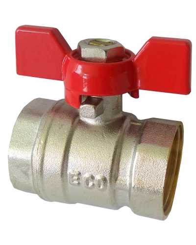 Кран шаровый ЕСО 1/2" ВВ никель красная бабочка