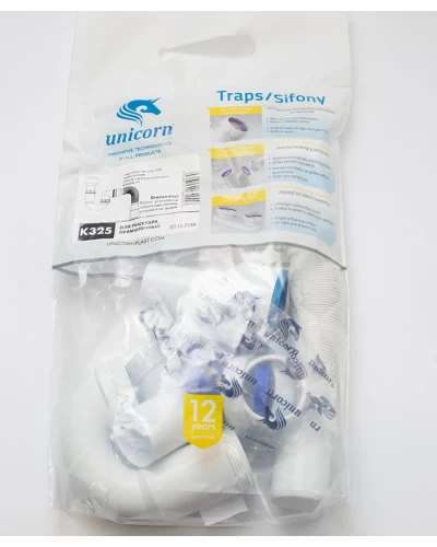 Сифон для пісуара Ø50 прямотічний з гофротрубою Ø40х40/50 UNICORN K325 1/45