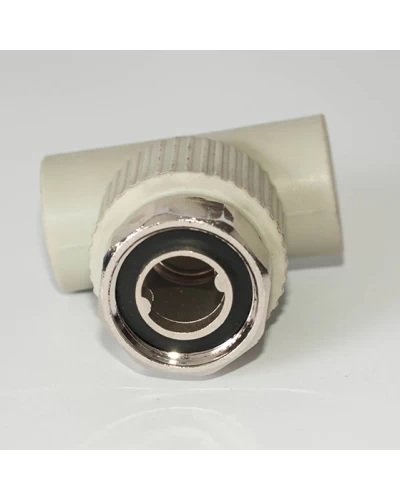 Тройник PPR Tebo с накидной гайкой Ø25 х 3/4" серый