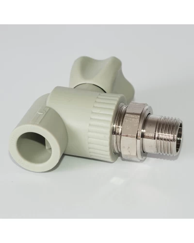 Кран шаровый PPR Tebo радиаторный угловой Ø25 х 3/4" серый