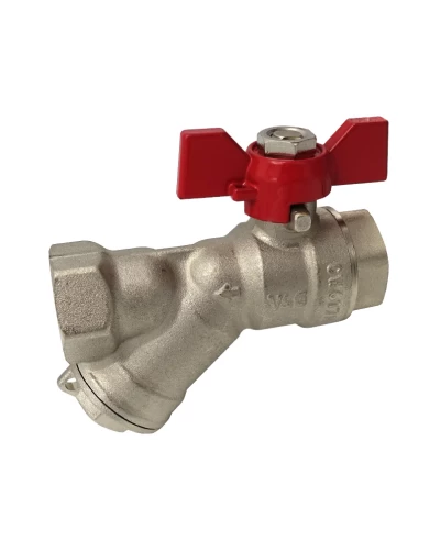 Кран шаровый 1/2"ВВ с фильтром красная бабочка V&G