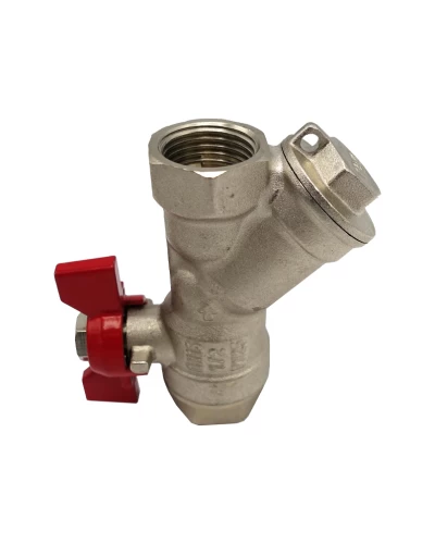 Кран шаровый 1/2"ВВ с фильтром красная бабочка V&G