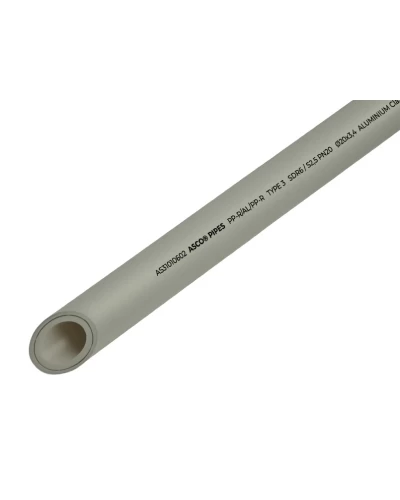 Труба с алюм.фольгой PPR-AL-PPR Ø40*6,7mm SDR 6.0/S2.5/PN25 серого цвета 4/20 ASCO®