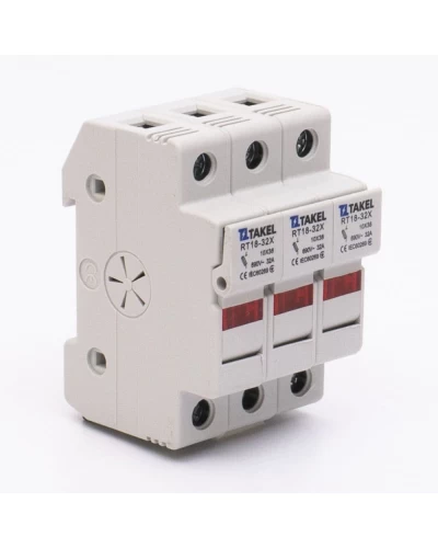 Тримач плавкого запобіжника RT18-32X 3Р 32А типорозмір 10х38 TAKEL