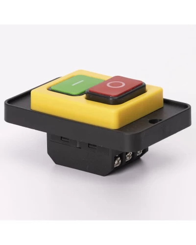 Кнопка Пуск-Стоп SSB-191YC 6pin на панели желтая рамка