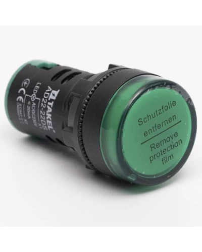Світлодіодний індикатор AD22-22DS 230v АC/DC, зелений TAKEL