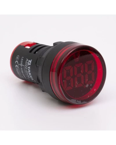 Светодиодный вольтметр AD22-DVM АC 60-500В, красный TAKEL