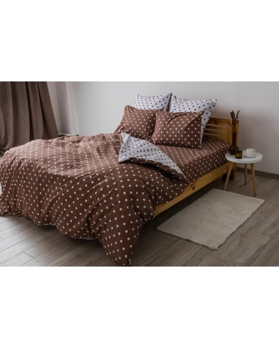 Комплект постільної білизни ТЕП "Happy Sleep" Cappuccino Dots, 50x70 євро
