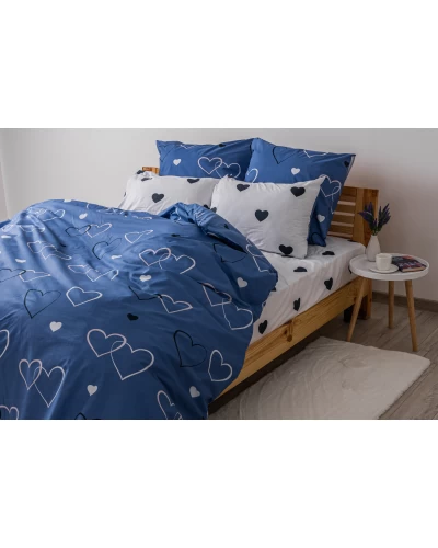 Комплект постельного белья ТЕП "Happy Sleep" NAVY BLUE LOVE 31, 50x70 двуспальный