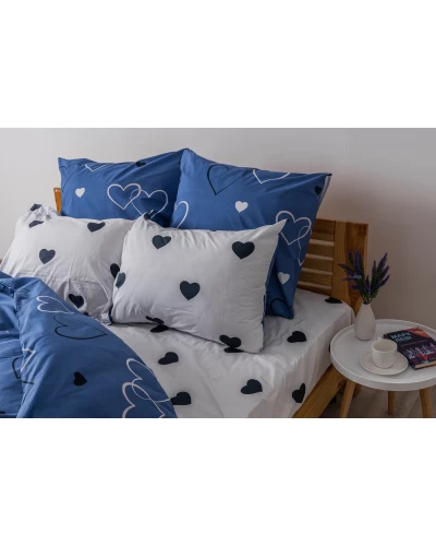 Комплект постельного белья ТЕП "Happy Sleep" NAVY BLUE LOVE 31, 50x70 двуспальный