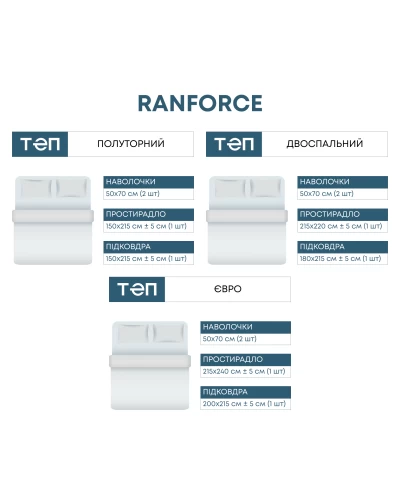 Комплект постільної білизни ТЕП "RANFORCE" полуторний (702 IRIS)