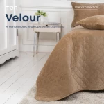 Покривало ТЕП "VELOUR" 220*240 см золотий беж/ромб круглий
