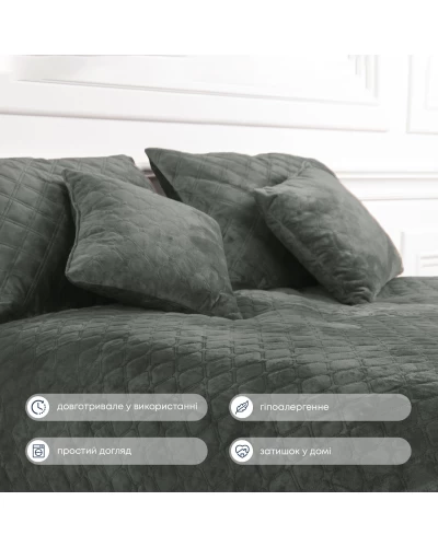 Покрывало ТЕП "VELOUR" 240*260 см серый/ромб круглый