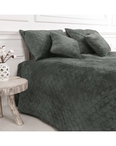 Покрывало ТЕП "VELOUR" 240*260 см серый/ромб круглый