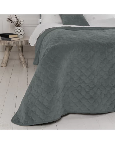 Покрывало ТЕП "VELOUR" 240*260 см серый/ромб круглый