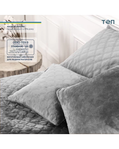 Покрывало ТЕП "VELOUR" 220*240 см светло-серый/ромб круглый