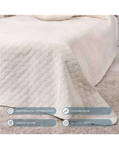 Покривало ТЕП "VELOUR" 220*240 см круглий молочний/ромб