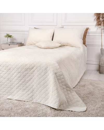 Покривало ТЕП "VELOUR" 220*240 см круглий молочний/ромб