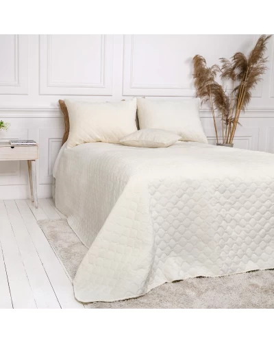 Покривало ТЕП "VELOUR" 220*240 см круглий молочний/ромб